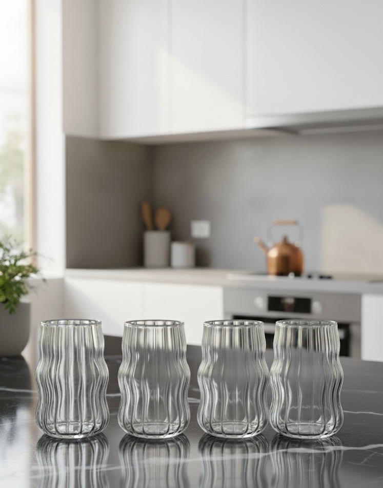 4x Rimpel Drinkglazen- 500ml